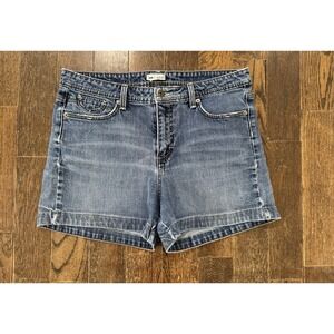 Lee Denim Jean Shorts Women's Size W34xL4 Mid Rise Blue Lower On The Waist